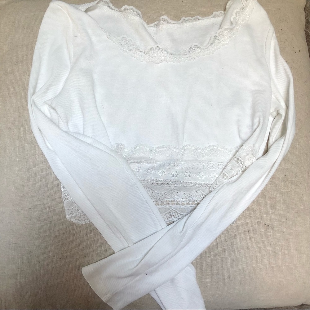 White lacy crop top